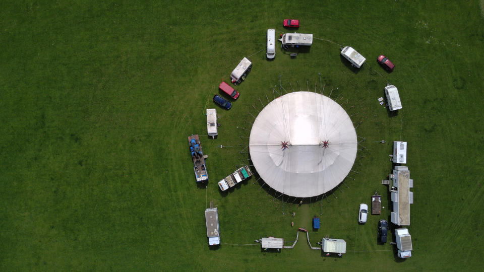 Photo of a circus from above taken with the Holy Stone Sirius HS900