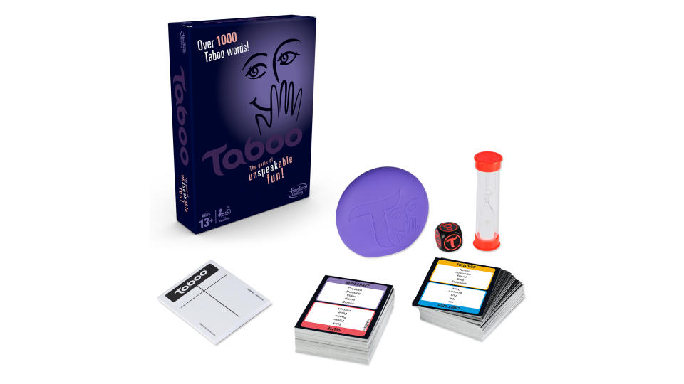 A photo of a box of Taboo Board Game Toys for Kids.