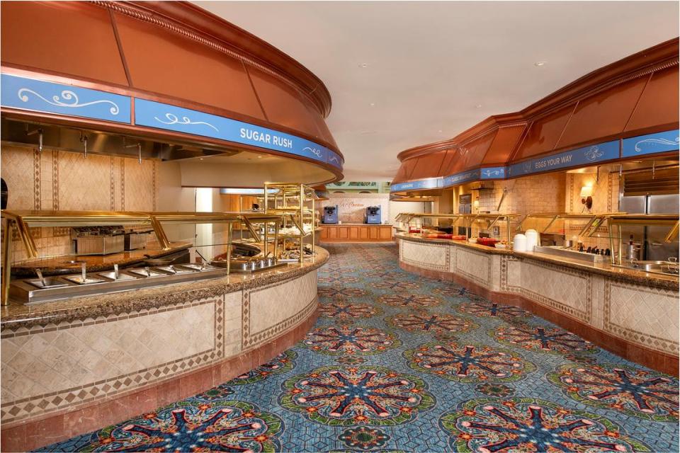 The serving lines are like waves at The Buffet at Beau Rivage Resort and Casino in Biloxi, leading diners from one station to the next as they sample seafood, Southern favorites and desserts. The remodeled buffet opens Thanksgiving Day.