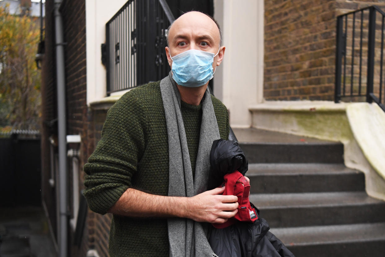 Dominic Cummings outside his north London home after he resigned from his role as Prime Minister Boris Johnson's top aide, following director of communications Lee Cain. Both will continue to work for the Prime Minister and Downing Street until mid-December.