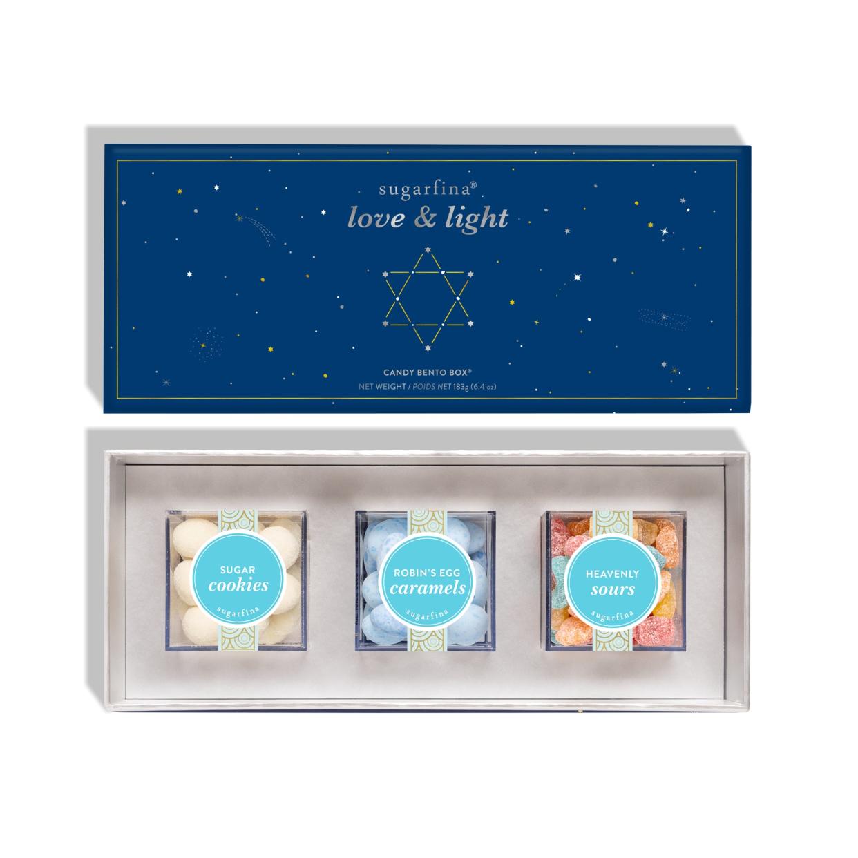 <p><a href="https://go.redirectingat.com?id=74968X1596630&url=https%3A%2F%2Fwww.sugarfina.com%2Fsugarfina-holiday-2023-love-light-3-piece&sref=https%3A%2F%2Fwww.redbookmag.com%2Flife%2Ffriends-family%2Fg46000590%2Fbest-hanukkah-gifts%2F" rel="nofollow noopener" target="_blank" data-ylk="slk:Shop Now;elm:context_link;itc:0;sec:content-canvas" class="link rapid-noclick-resp">Shop Now</a></p><p>Hanukkah Love and Light Candy Bento Box® </p><p>sugarfina.com</p><p>$20.00</p>