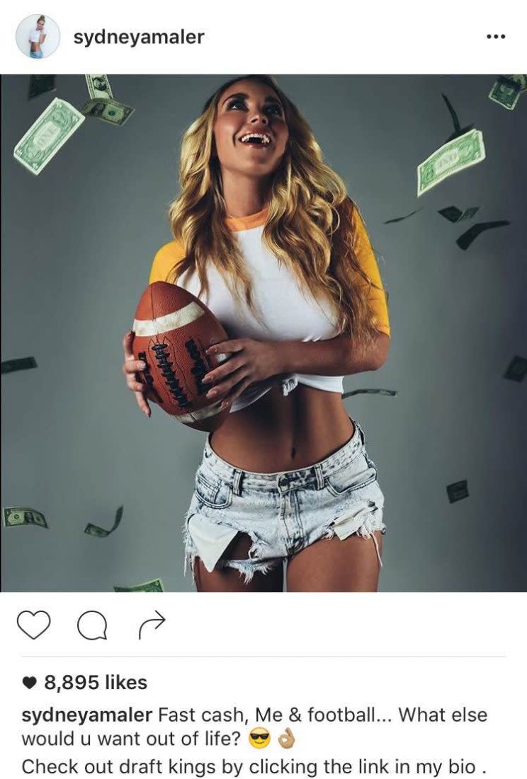 Sydney Maler plugged DraftKings on Instagram and Twitter this month, but has since deleted her posts.