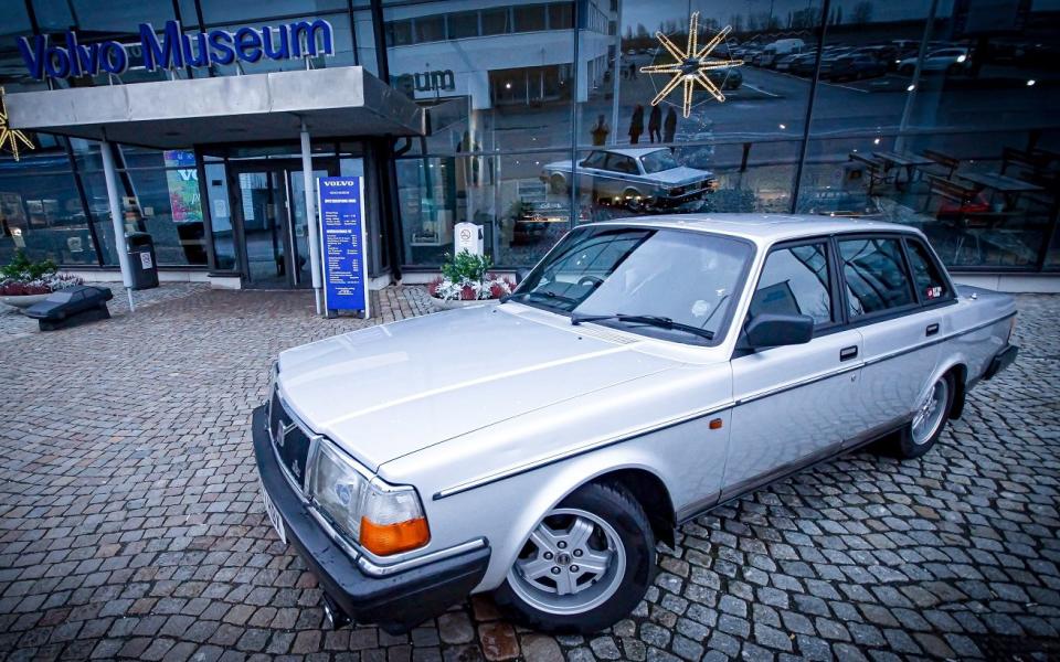 Rich Scott's Volvo 240 GL outside the Volvo Museum in Gothenburg