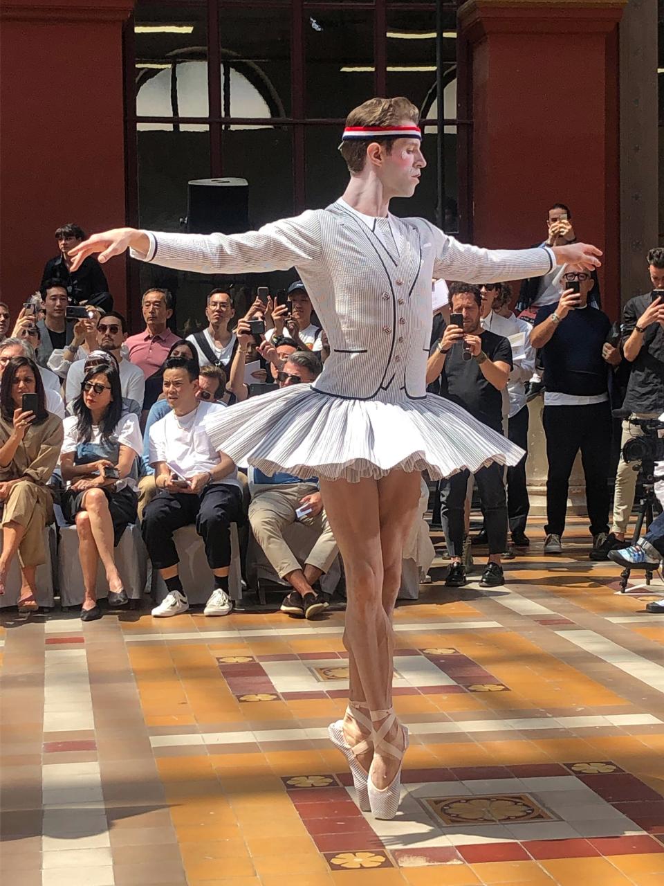 A ballet dancer steals the show at Thom Browne.