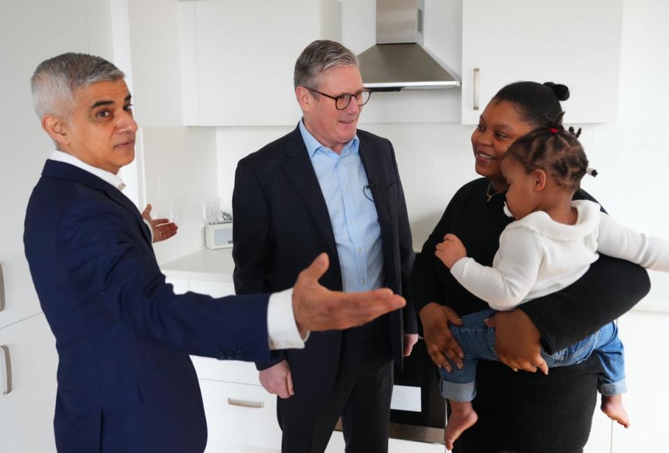 Sadiq Khan and Keir Starmer on a visit to a major new City Hall-funded council housing development after launching his re-election campaign (Getty Images)