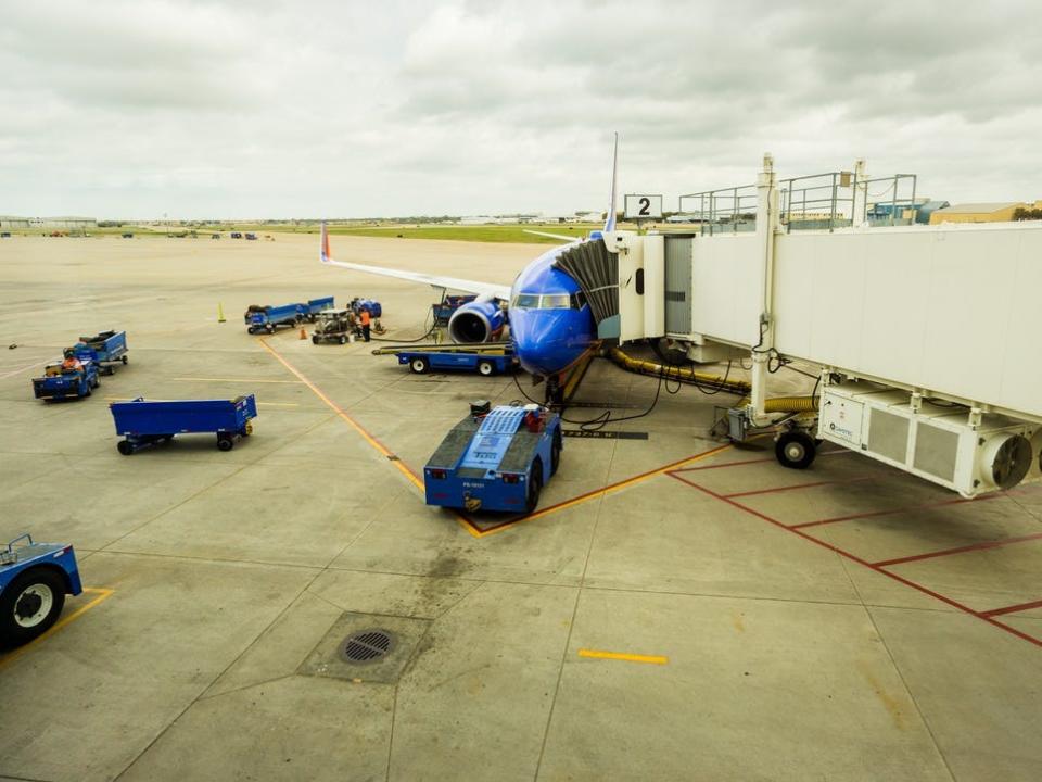 Southwest aircraft at gate 2 at Love Field