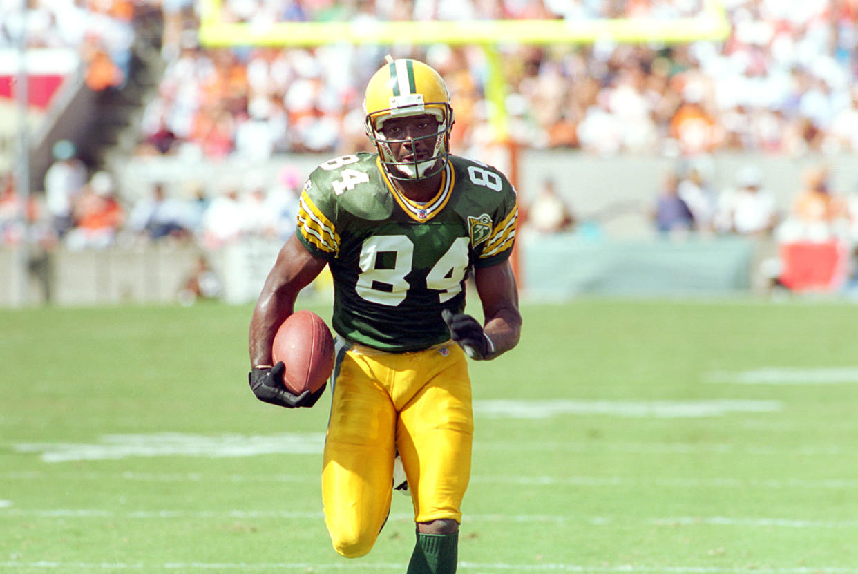 Former Green Bay Packers wide receiver Sterling Sharpe (84) took another step toward Hall of Fame induction Thursday. (AP Photo/Chris O'Meara)