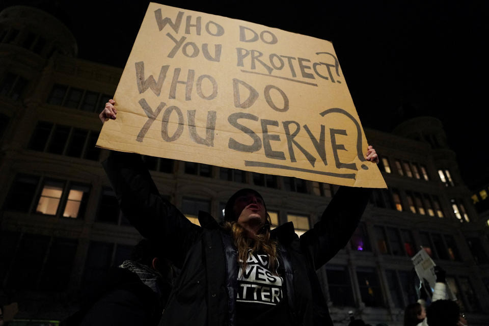 A protester in New York City against police brutality