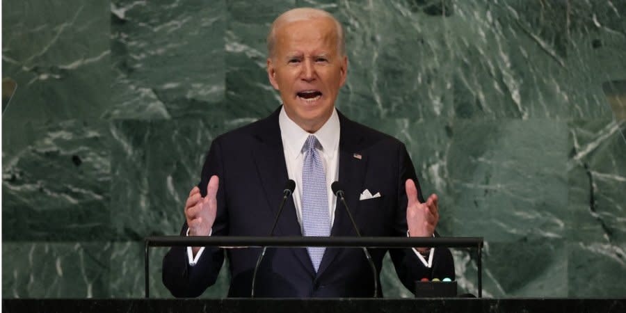 The US President Joe Biden speaks at the UN