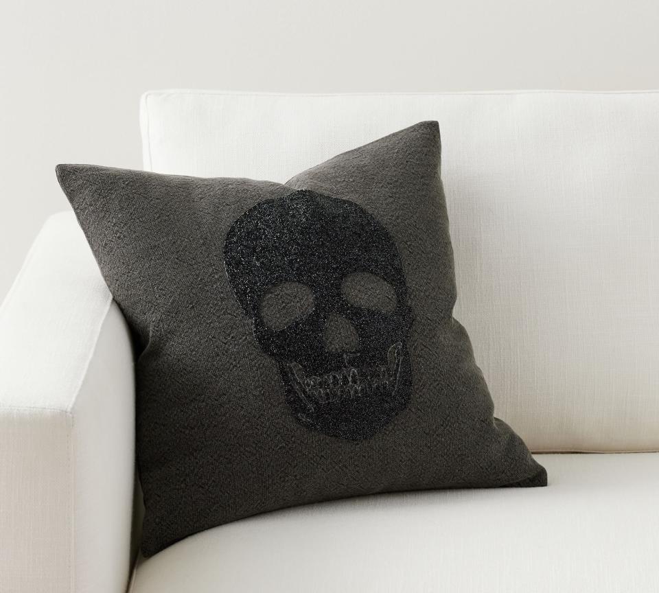 Ziva Glitter Skull Pillow Cover