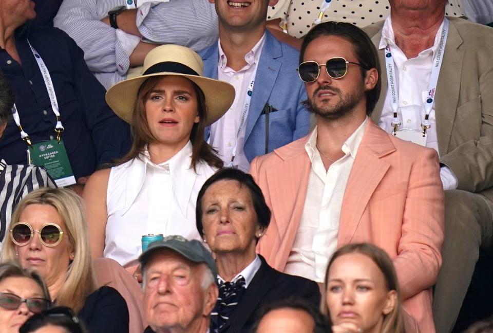 7/16/2023 - Emma Watson and Alex Watson on Day 14 of the 2023 Wimbledon Championships at the All England Lawn Tennis and Croquet Club in Wimbledon. Picture date: Sunday July 16, 2023. (Photo by Adam Davy/PA Images/Alamy Images/Sipa USA) *** US Rights Only ***