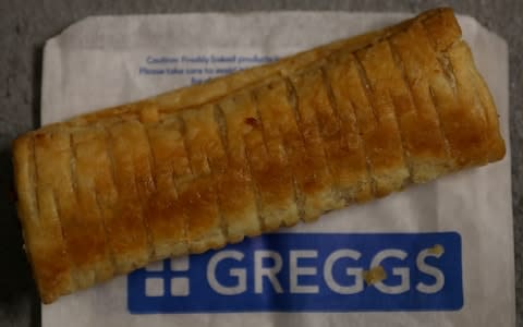 A Greggs vegan sausage roll, launched in January 2019 - Credit: Reuters