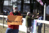 <p>Protesters gather in front of the World Peace and Unification Sanctuary, Wednesday Feb. 28, 2018 in Newfoundland, Pa. (Photo: Jacqueline Larma/AP) </p>