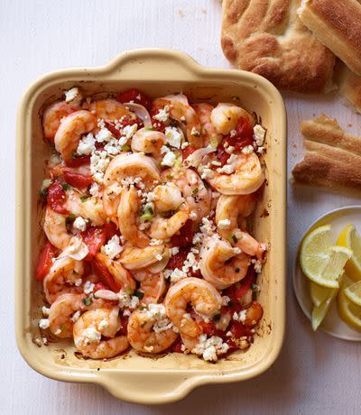 Garlicky Roasted Shrimp, Red Peppers and Feta