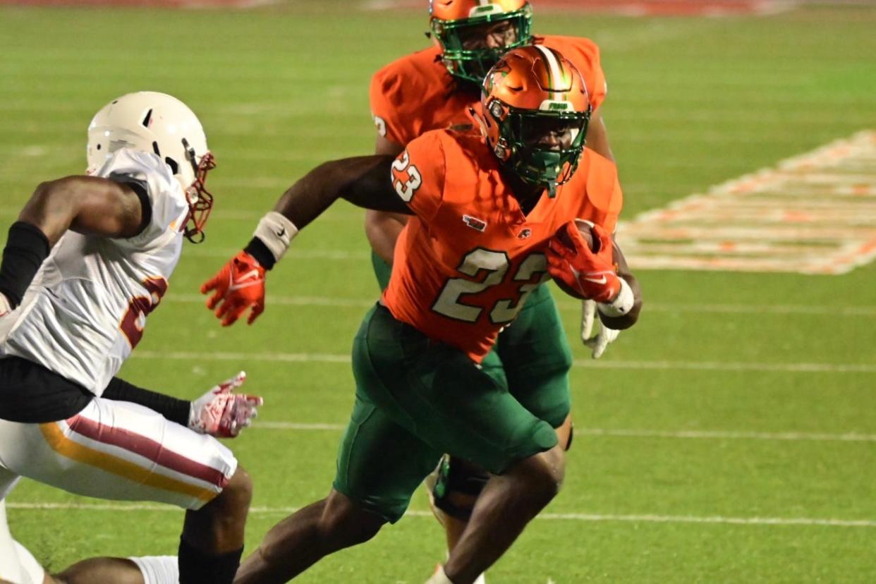 The Florida A&M Rattlers take on the Lincoln California Oaklanders on Ken Riley Field at Bragg Memorial Stadium in Tallahassee, Florida, Saturday, November 11, 2023.