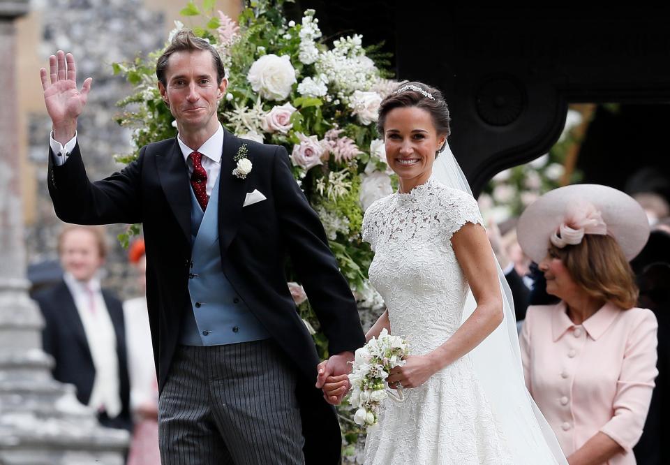 Pippa Middleton and James Matthews after their wedding at St Mark's Church on May 20, 2017 in Englefield, England.