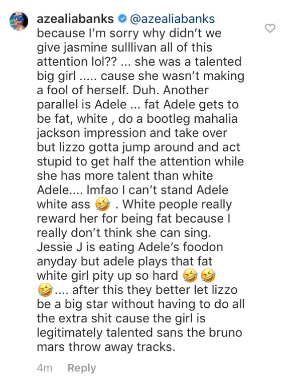 Azealia Banks Lizzo Instagram Comments 4