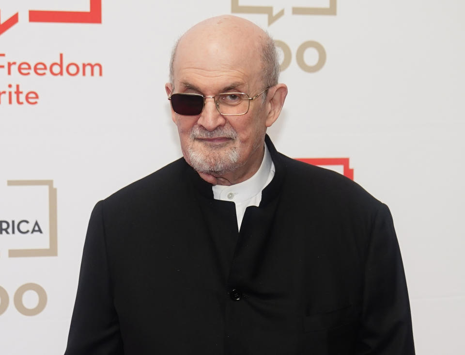 FILE - Author Salman Rushdie attends the 2023 PEN America Literary Gala Thursday, May 18, 2023, in New York. (AP Photo/Frank Franklin II, File)