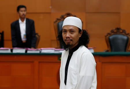 Indonesian Islamic militant, Syaiful Anam, aka Brekele, is seen in a courtroom in Jakarta, Indonesia, July 31, 2017. REUTERS/Beawiharta/Files