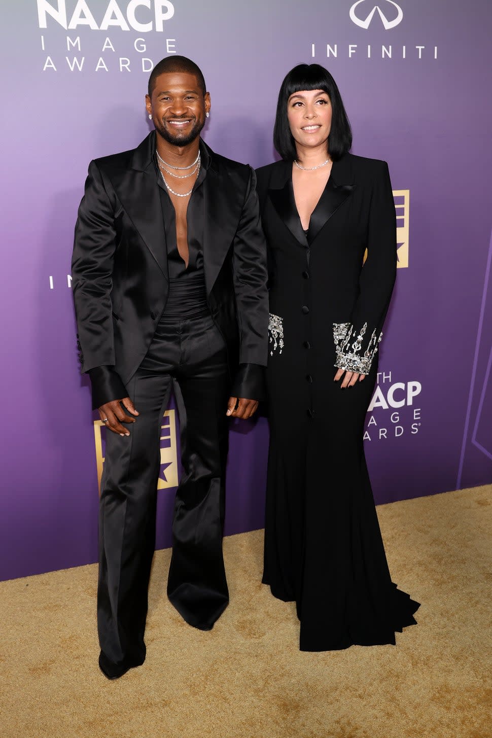 Usher and His wife attend the 2024 NAACP Image Awards