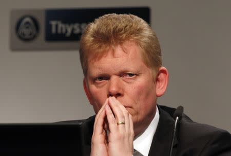 CFO of ThyssenKrupp Guido Kerkhoff addresses a news conference in Duesseldorf February 1, 2012. REUTERS/Ina Fassbender/Files