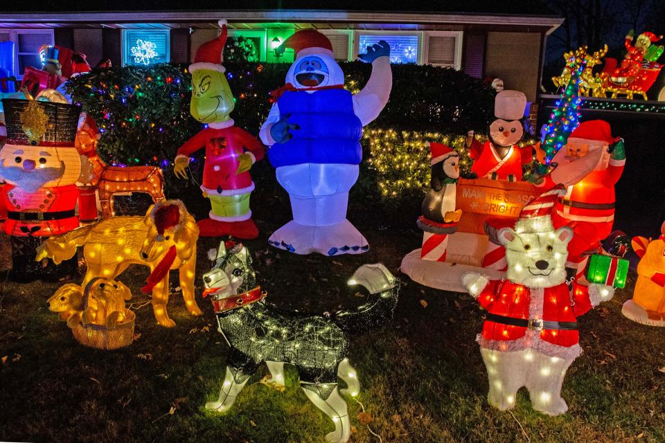 Holiday lights and decorations are featured at a home on Newell Drive in Wilmington, Tuesday, Nov. 28, 2023.