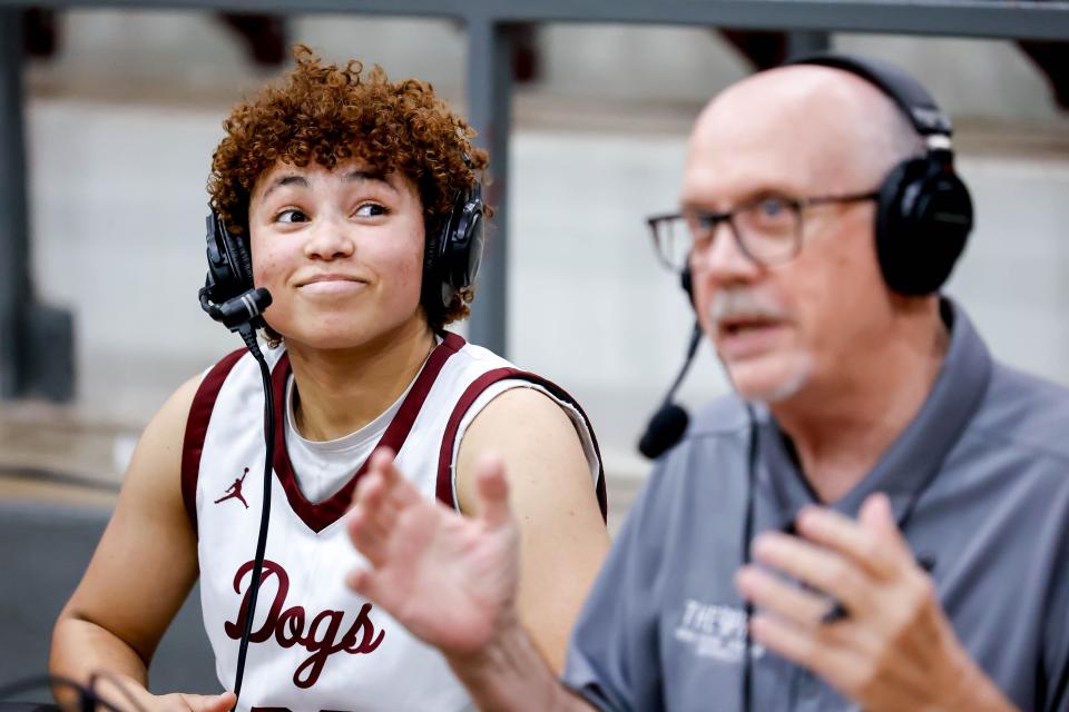 Edmond Memorial’s Janaiyah Williams (22) announces her commitment to The University of Oregon after a high schoolgirls basketball game between Edmond Memorial and Jenks in Edmond, Okla., on Friday, Feb. 23, 2024.