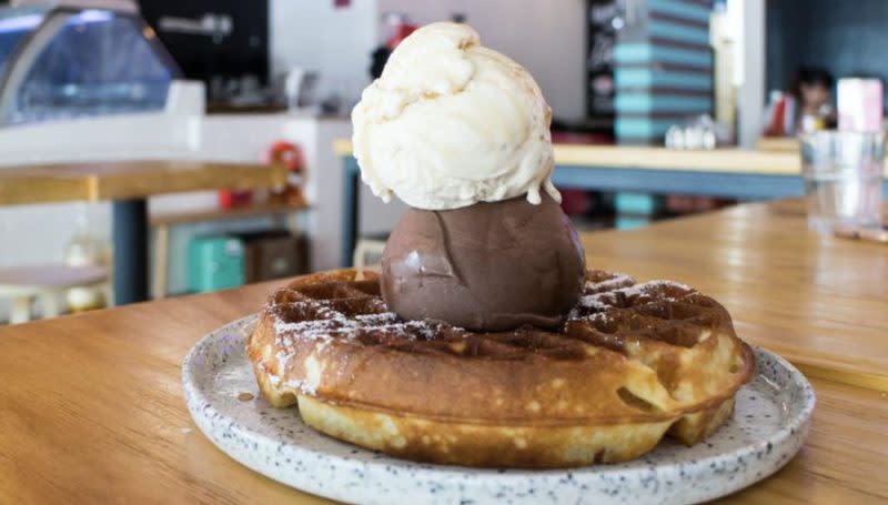 dessert - waffles and ice cream