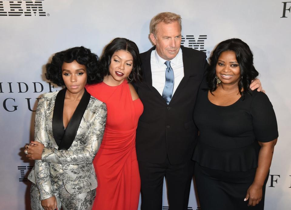 Janelle Monae, Taraji P. Henson, Kevin Costner and Octavia Spencer at the ‘Hidden Figures’ premiere in New York (Getty Images)