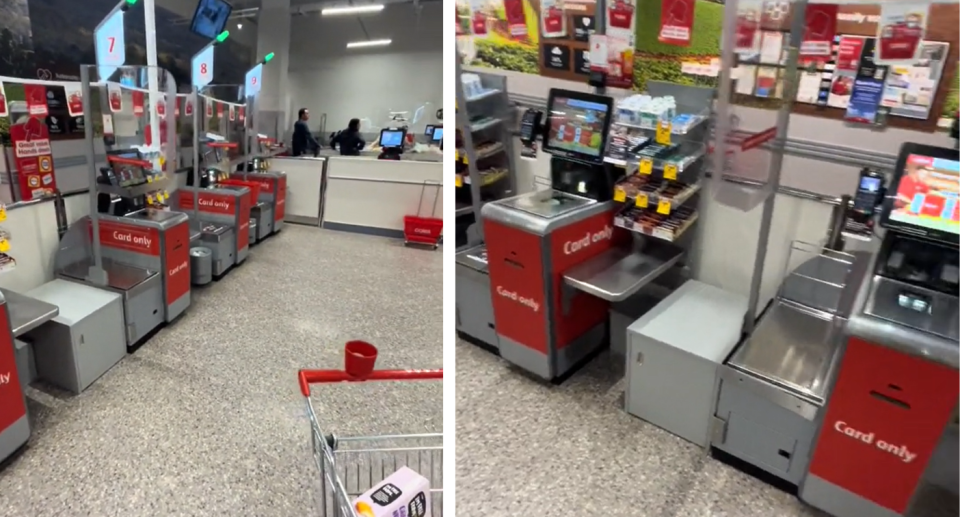 Card-only self-service checkout machines at Coles supermarket