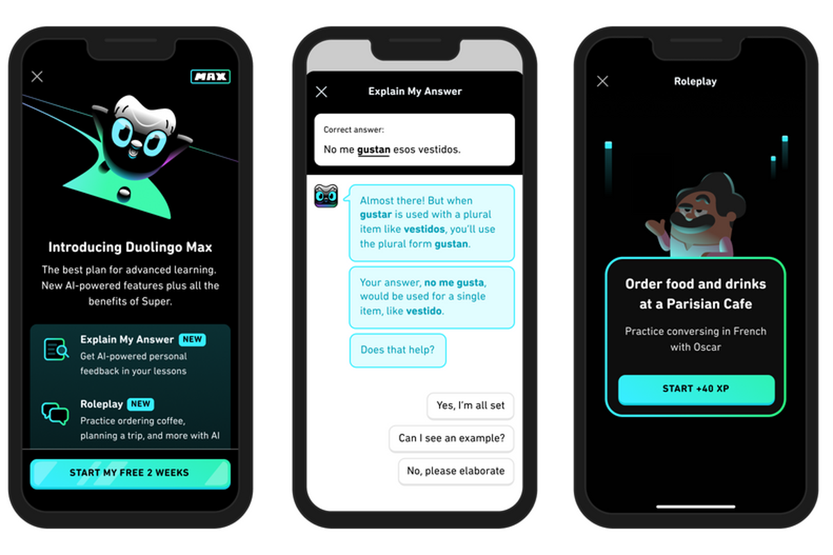 Duolingo Max introduces two new features: Roleplay and Explain My Answer (Duolingo)