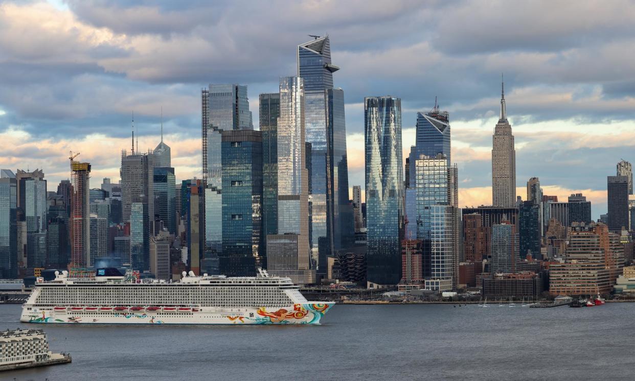 <span>Just one cruise ship docked for a day at port can emit diesel exhaust equivalent to 34,400 idling trucks.</span><span>Photograph: Anadolu Agency/Getty Images</span>