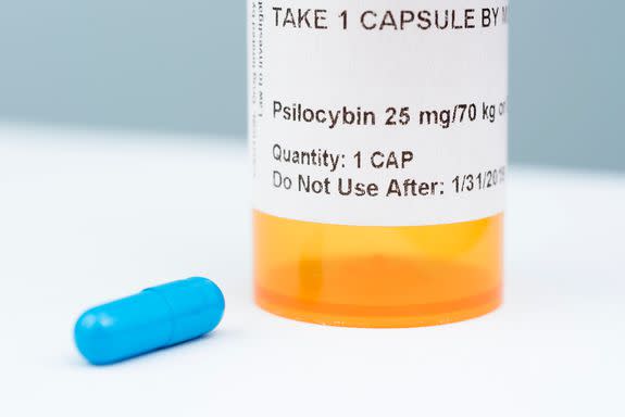 Closeup image of dummy psilocybin drug.