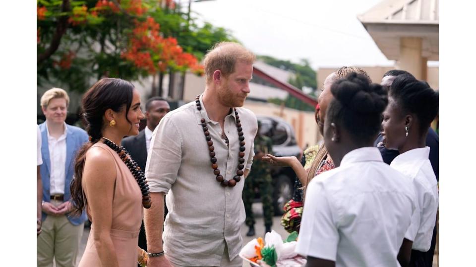 Harry and Meghan meeting students at the Lights Academy in Abuja, Nigeria