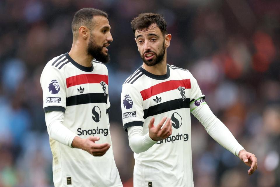 Noussair Mazraoui’s injury was not visible in the first half against Aston Villa (Getty Images)