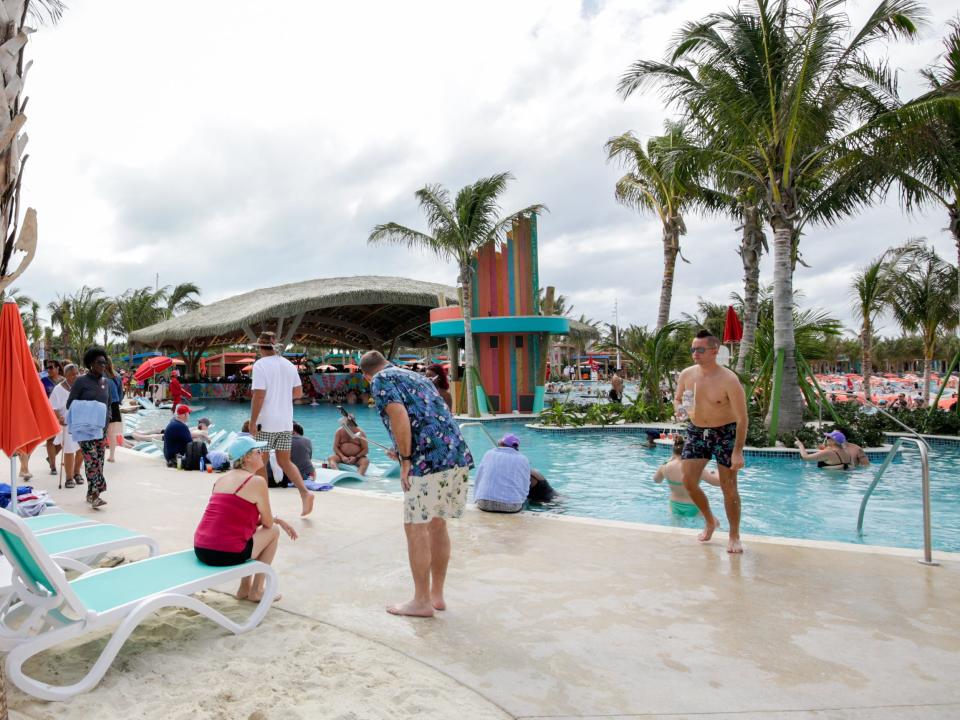 people by the pool at Royal Caribbean Perfect Day at CocoCay's Hideaway Beach