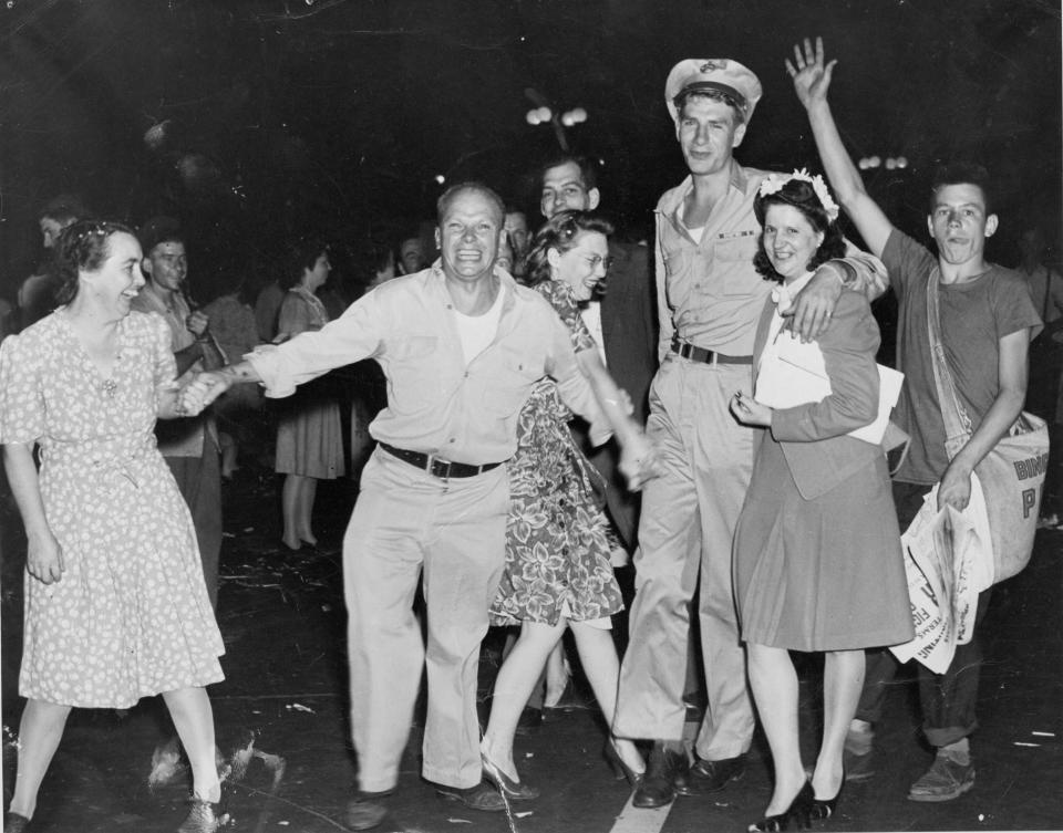 The V-J Day celebration along Chenango Street in Binghamton in 1945.