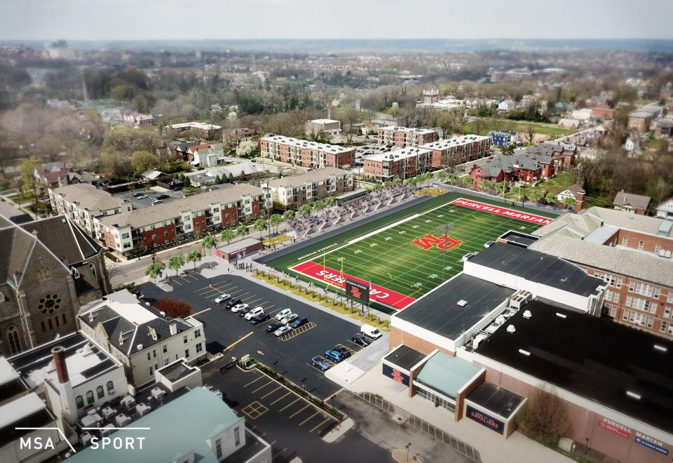 A look at what Purcell Marian's new football stadium named for Roger Staubach will look like from the air.