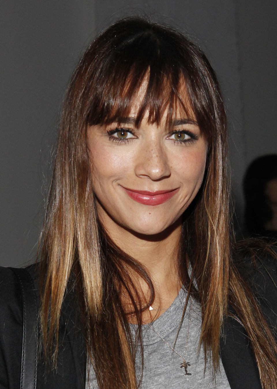 Rashida Jones attends the Rodarte collection on Tuesday, Sept. 10, 2012, during Mercedes-Benz Fashion Week in New York. (Photo by Amy Sussman/Invision/AP)