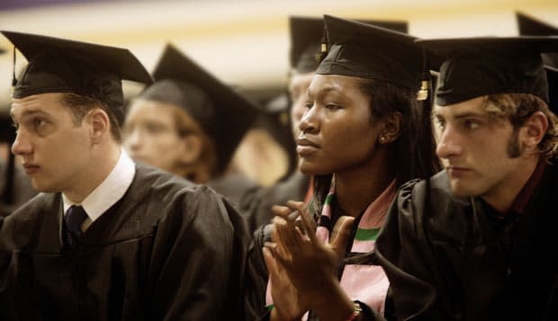 Students at commencement ceremony