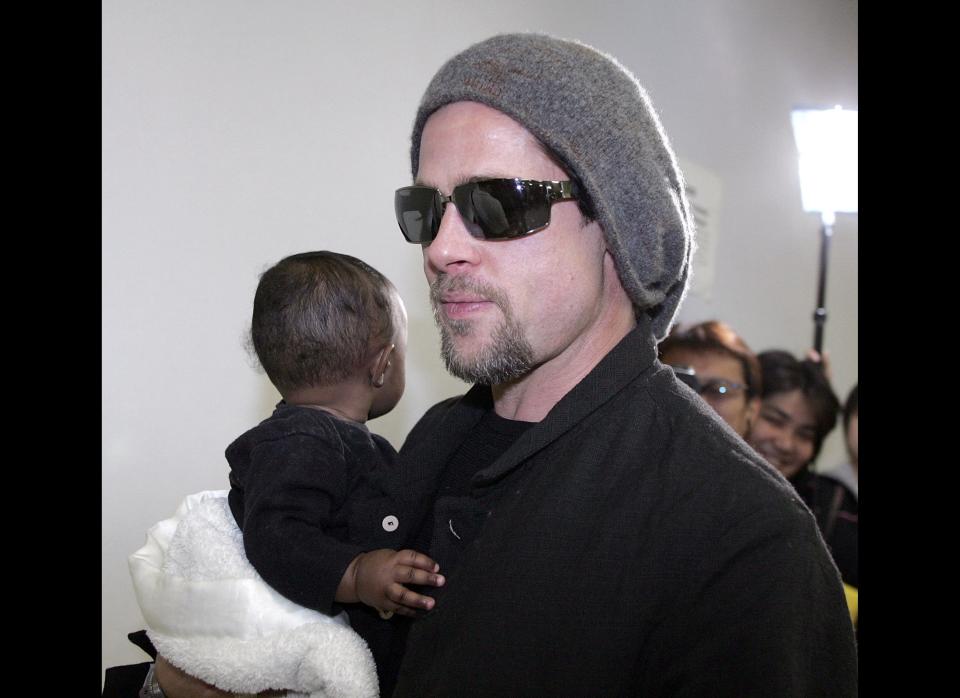 Brad Pitt and daughter, Zahara Marley Jolie, arrive in Japan. Photo: Getty Images