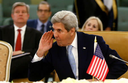 U.S. Secretary of State John Kerry attends a meeting with several Gulf Cooperation Council (GCC) foreign ministers in Riyadh, Saudi Arabia December 18, 2016. REUTERS/Faisal Al Nasser