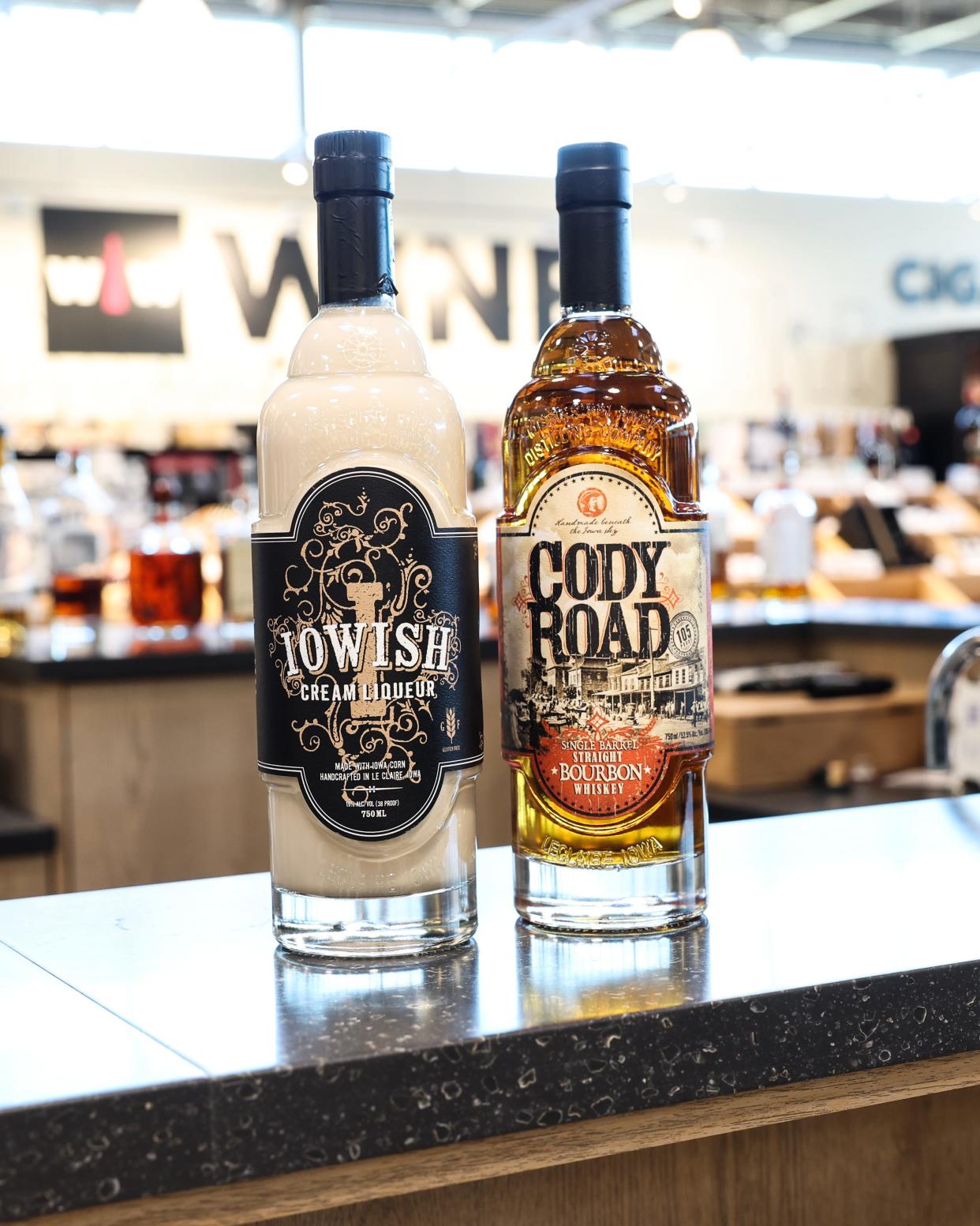 Mississippi River Distilling in LeClaire, Iowa, offers spirits using the Iowish and Cody Road names. Wall to Wall Wine & Spirits in West Des Moines carries a selection of Iowa spirits, including those from Mississippi River Distilling.