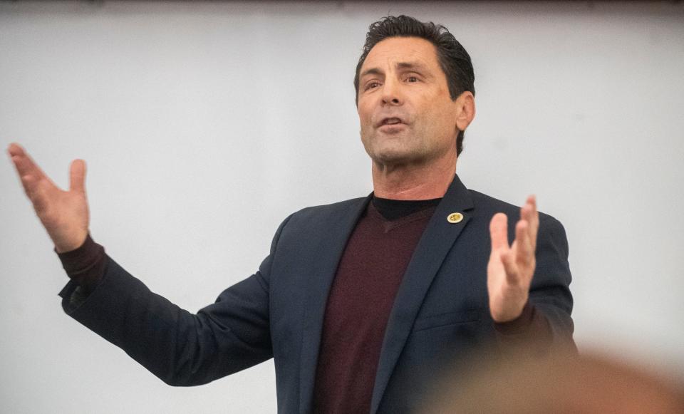 Tom Patti participates in a candidates forum for Stockton Mayor at San Joaquin Delta College in Stockton on Feb. 7, 2024. CLIFFORD OTO/THE STOCKTON RECORD