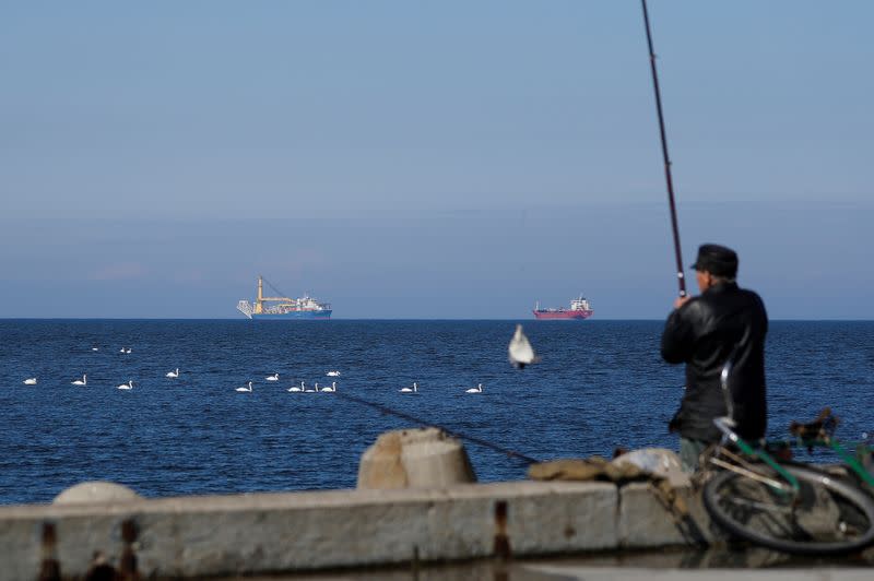 FILE PHOTO: Pipe-laying vessel Akademik Cherskiy is seen in a bay near the Baltic Sea port of Baltiysk