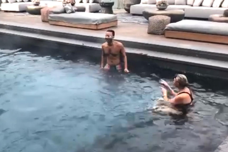 Chrissy Teigen Shares Video of John Legend Taking Swimming Lessons
