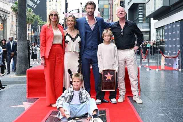 <p>Gilbert Flores/Variety via Getty</p> Leonie Hemsworth, Elsa Pataky, Sasha Hemsworth, Chris Hemsworth, Tristan Hemsworth and Craig Hemsworth during the ceremony honoring Chris Hemsworth with a Star on the Hollywood Walk of Fame on May 23, 2024 in Los Angeles, California.