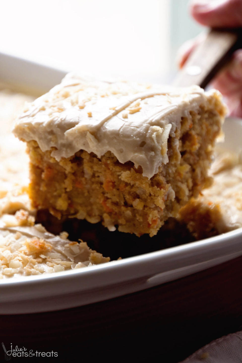 Made from scratch and infused with a buttermilk glaze. Recipe: Cinnamon Carrot Poke Cake 