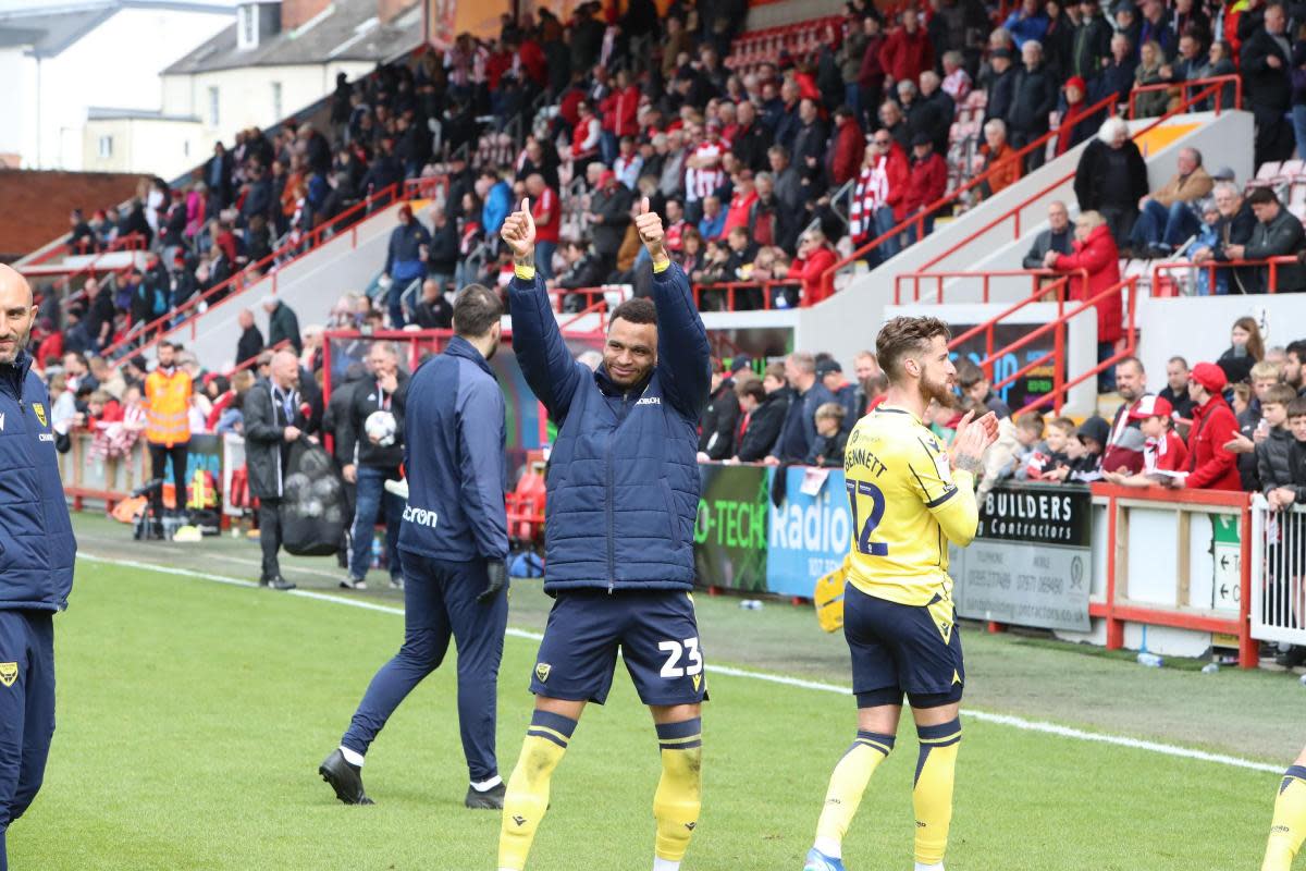 Josh Murphy gives a thumbs up to the away support <i>(Image: Steve Edmunds)</i>