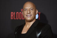 Vin Diesel attends the LA premiere of "Bloodshot," at the Regency Westwood Theatre, Tuesday, March 10, 2020, in Los Angeles. (Photo by Richard Shotwell/Invision/AP)